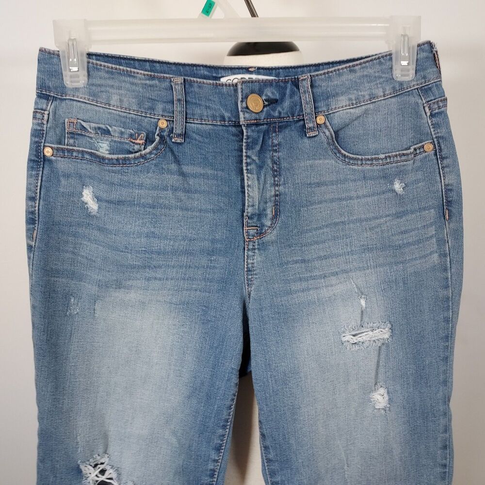 Code Bleu Size 6 Capri Jeans Denim Blue Stretch Distressed Chelsea Comfy Casual - Picture 3 of 14